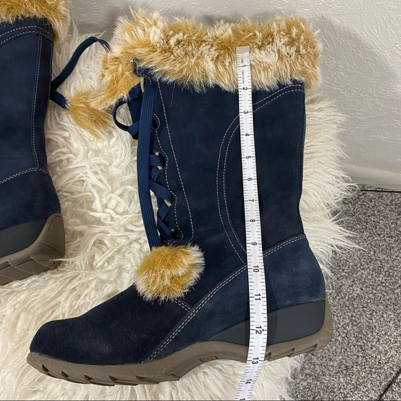 SPORTO - RICH BLUE SUEDE LACE UP FUR TOPPED  STURDY PLAYFUL BOOTS - S8 - Picture 11 of 12